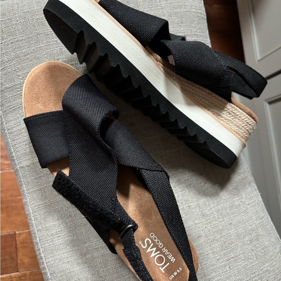 Tom’s Diana crossover platform espadrille casual sandals sz 9.5 - Picture 3 of 9